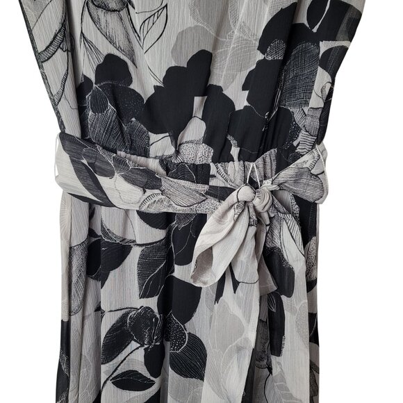 J.B.S.  Womens Floral Sleeveless Tea Lenght Dress Size M Black & Gray - Picture 3 of 11
